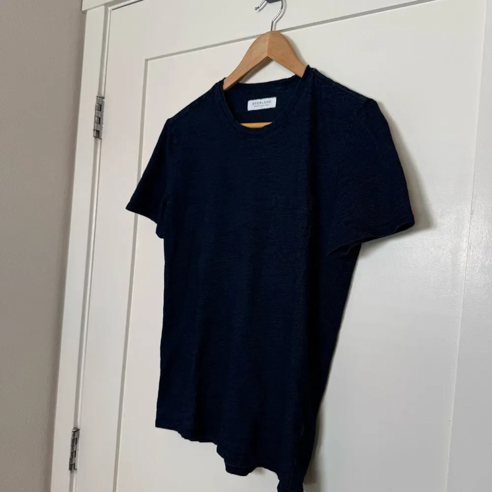 Everlane T-Shirt Tee Mens Sz S Navy Short Sleeve 100% Cotton Casual Preppy - Picture 2 of 9
